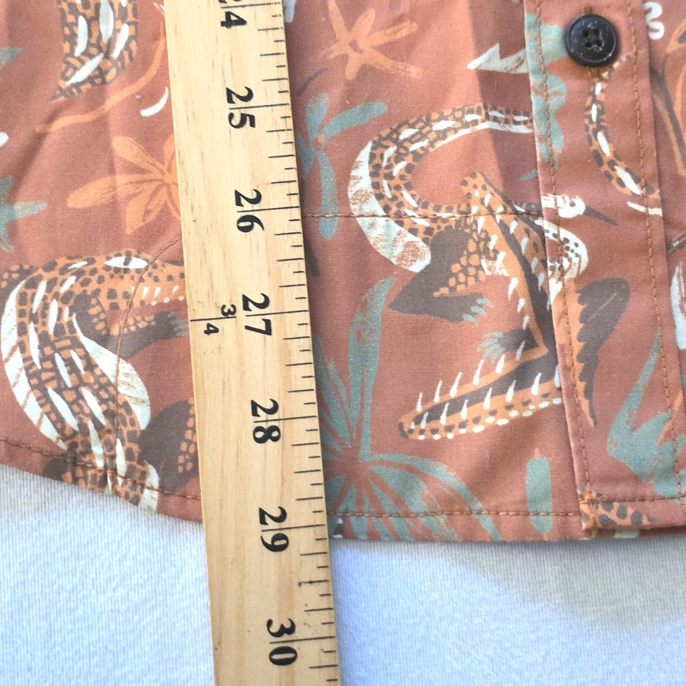 Howler Bros Men Button Down Shirt Orange Crocodile Tropical Hawaiian Sz Medium - Picture 7 of 8